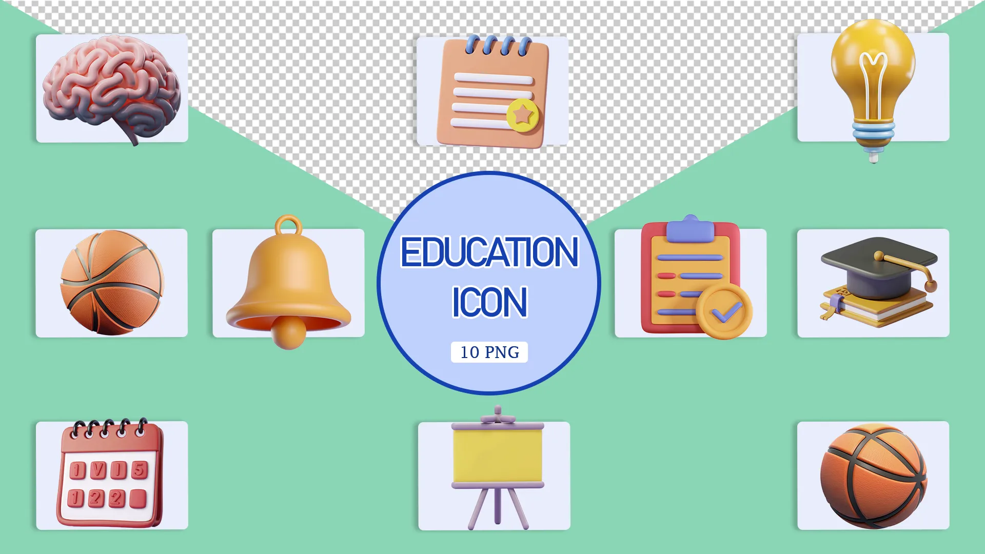 Interactive Classroom 3D Educational Icons Collection